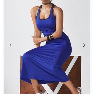 Indigo racer back maxi dress